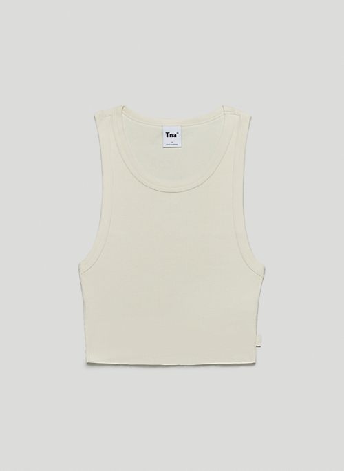 RIBBED CROPPED RACER TANK