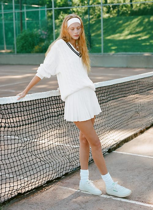 white tennis skirt jacket