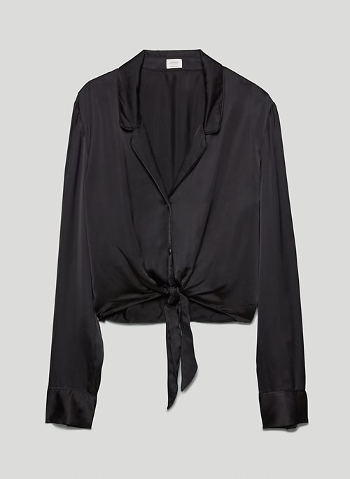 TIE FRONT BLOUSE - Tie-front button-up blouse