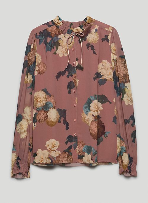 ALEXIS BLOUSE - Button-up, printed ruffle blouse