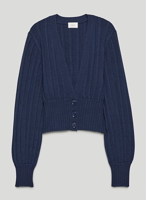 PLUNGE FRONT CARDIGAN - Merino wool V-neck cardigan