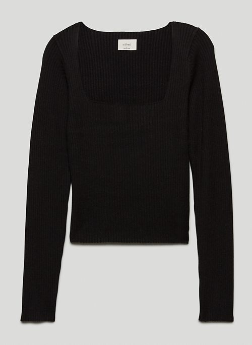 LEIGHTON SWEATER - Ribbed square-neck sweater