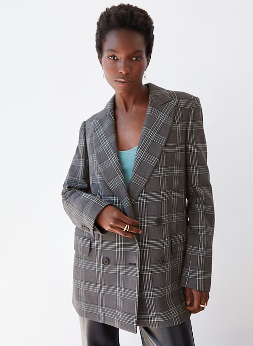 aritzia plaid blazer