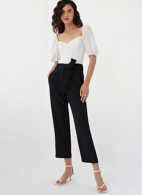 high waisted straight leg slacks