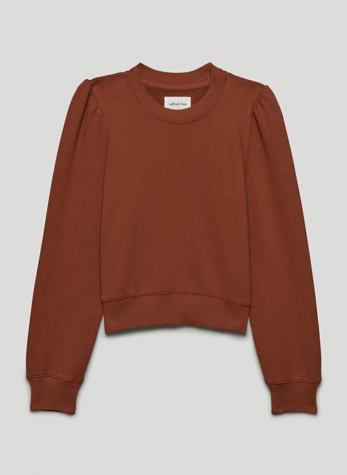 FREE TERRY FLEECE SWEATER - Organic cotton, puff-sleeve sweater