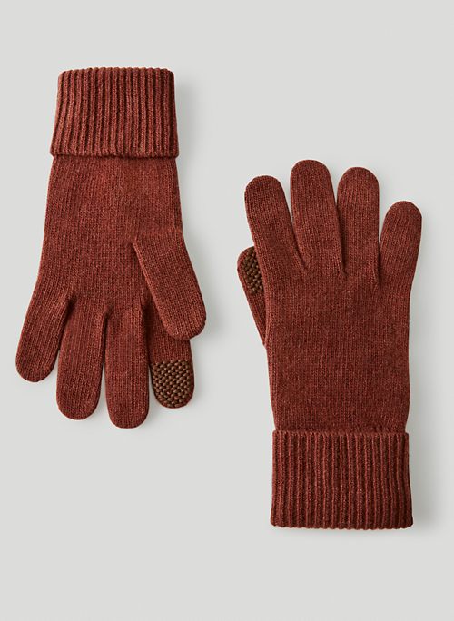 CUFFED CASHMERE GLOVES - Tech-friendly cashmere gloves