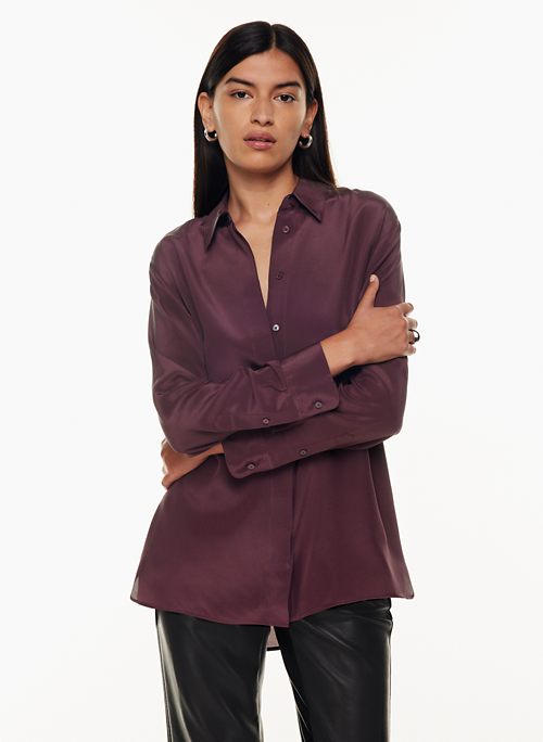 Babaton Women's Academy Silk Blouse in Spiced Burgundy Size Small
