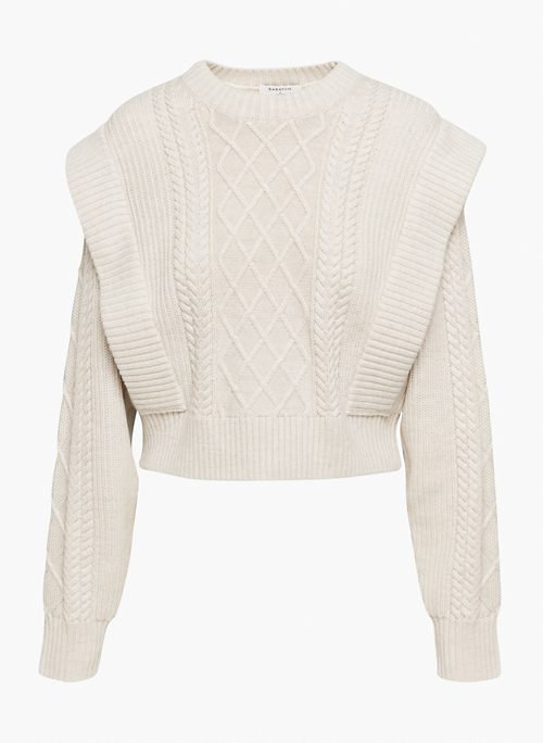SEEK SWEATER - Cable-knit shoulder pad sweater