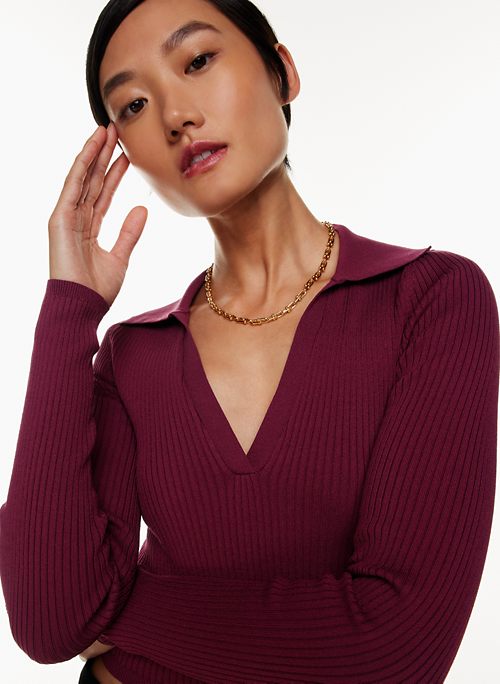 Babaton SCULPT KNIT POLO LONGSLEEVE Aritzia US