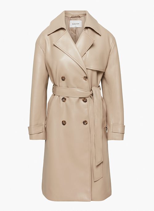TABLOID TRENCH COAT - Double-breasted Vegan Leather trench coat