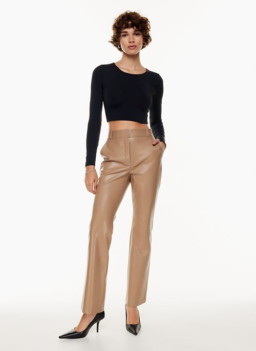 JNGSA Faux Leather Pants For Women Fashion Women Solid Zipper Casual Mid  Waist Faux Leather Long Pants Clearance