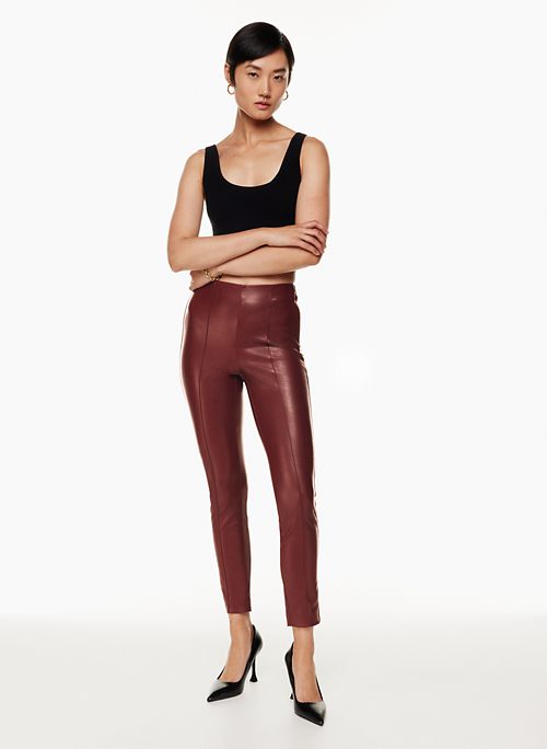 SBetro Brown High Waisted Faux Leather Pants , 1st