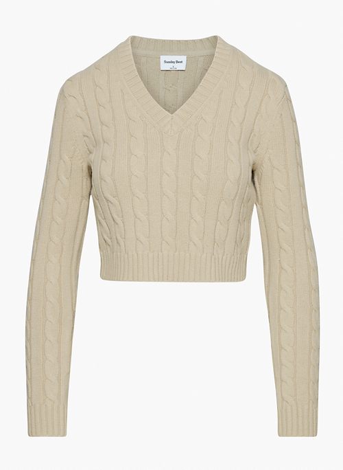 MOSS SWEATER - Cable-knit V-neck sweater