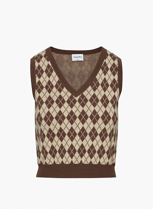 QUINN SWEATER VEST - V-neck argyle sweater vest