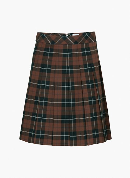 OLIVE KNEE SKIRT - High-rise knee-length pleated skirt