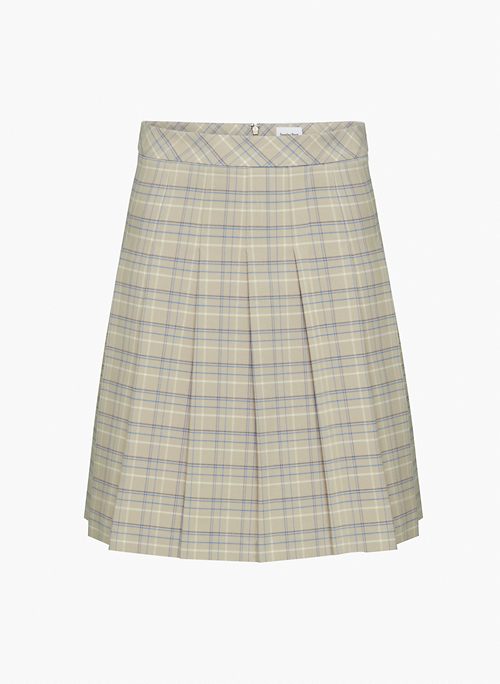 OLIVE KNEE SKIRT - High-rise knee-length pleated skirt