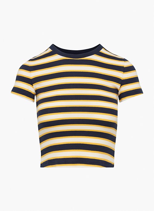 RIBBED CROPPED T-SHIRT - Striped crew-neck t-shirt