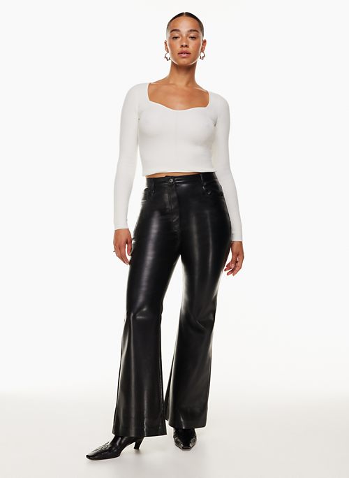 Naya Faux Leather Flare Trousers Black