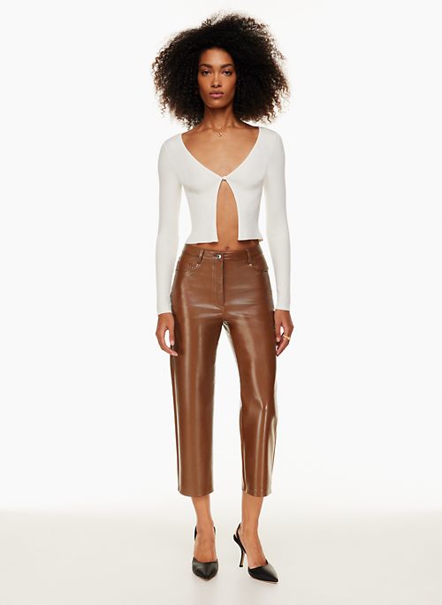 SBetro High Waist Patched Pocket PU Leather Pants
