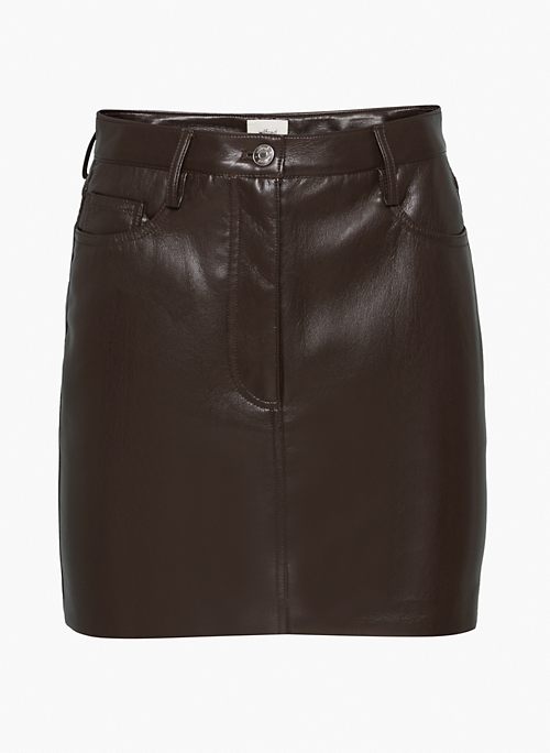 CHEMISTRY SKIRT - High-waisted Vegan Leather A-line mini skirt