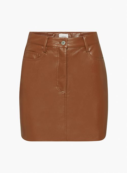 CHEMISTRY SKIRT - High-waisted Vegan Leather A-line mini skirt