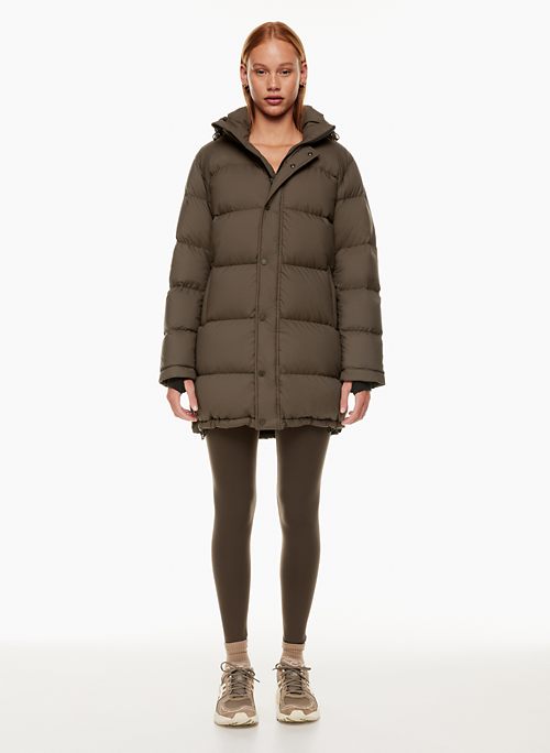 long puffer jacket brown