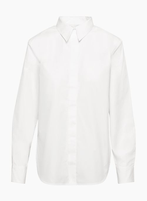 CAREER POPLIN SHIRT - Relaxed poplin button-up shirt with shoulder pads