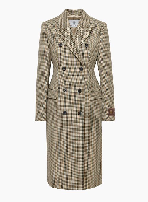 FIGURE COAT - Double-breasted virgin wool houndstooth coat