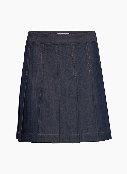 PERSPECTIVE JEAN SKIRT - Denim pleated mini skirt
