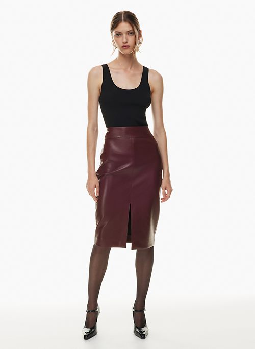 ESTHER BURGUNDY LEATHER SKIRT – Loved by Judith