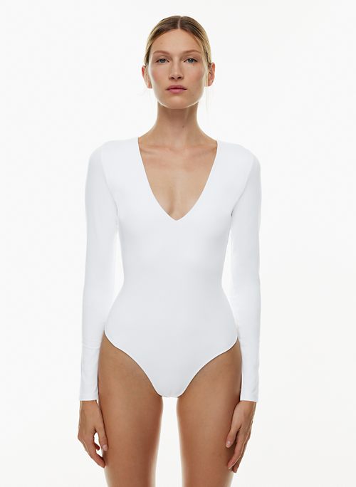 White Bodysuit - Long Sleeve Bodysuit - Bodysuit with Gold Chain - Lulus