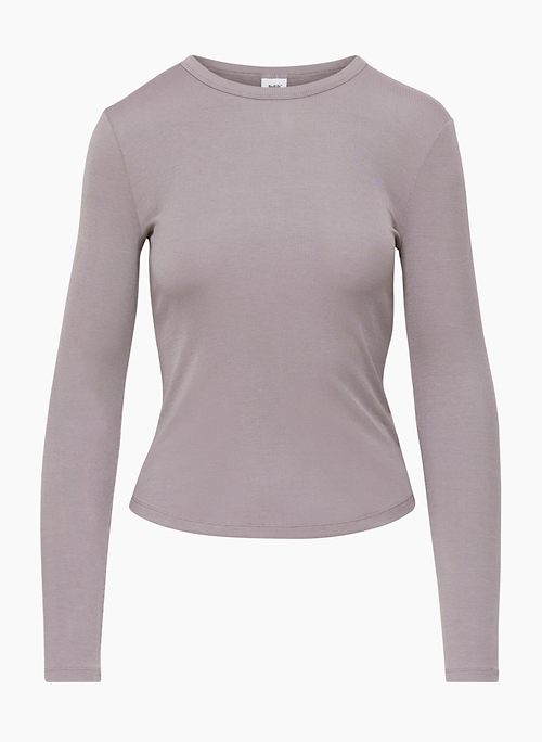 Long Sleeve Fitted Top Heather Grey
