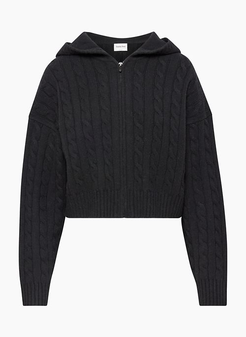 OCTAVIA ZIP HOODIE - Merino wool zip-up cable-knit hoodie