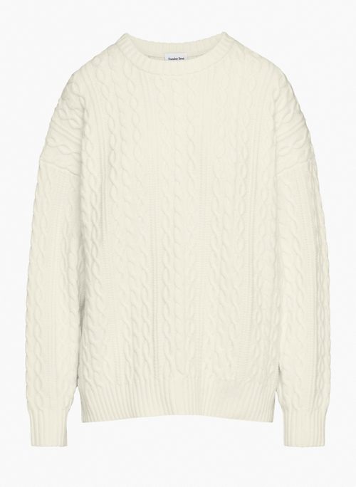 PEGGY SWEATER - Cable-knit merino wool crewneck sweater