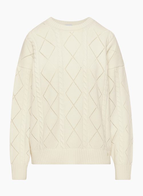 PEGGY SWEATER - Merino wool crewneck cable-knit sweater