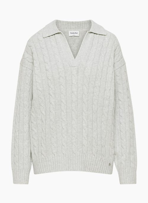 PEGGY POLO SWEATER - Merino wool and cotton polo sweater