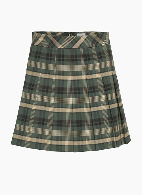 OLIVE MICRO PLEATED SKIRT - High-waisted plated skirt made with recycled materials
