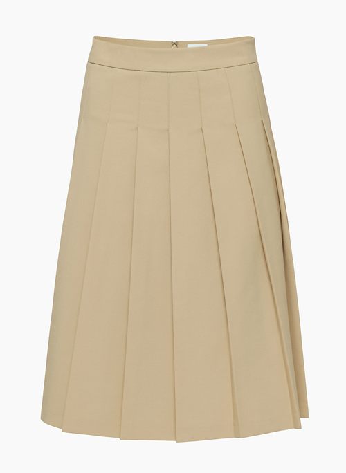 OLIVE MIDI PLEATED SKIRT - High-rise pleated midi skirt made with recycled materials