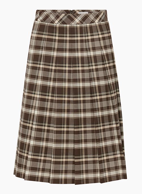 OLIVE MIDI PLEATED SKIRT - High-rise pleated midi skirt made with recycled materials