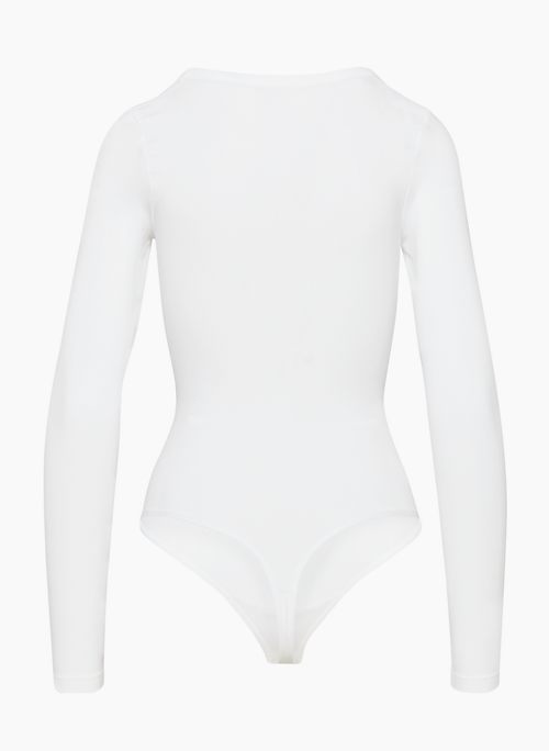 Aritzia Wilfred Ribbed White Ruffle Thong Bodysuit XS