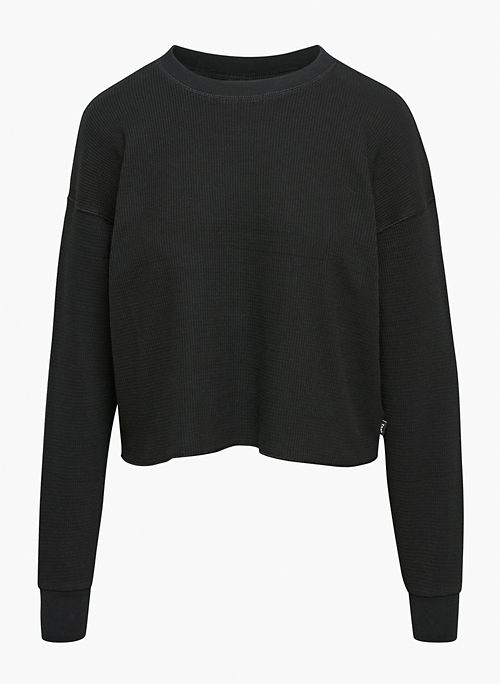 Crop Stacy Square Neck High Back Long Sleeve Tee | Black