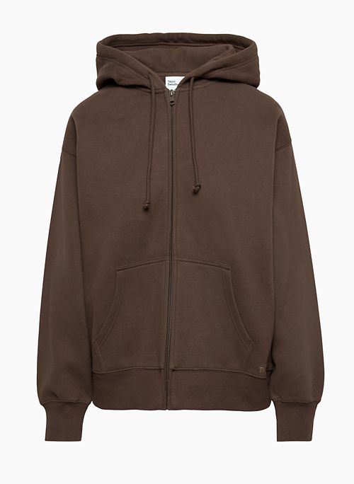 COZY FLEECE BOYFRIEND ZIP HOODIE - Relaxed zip-up hoodie