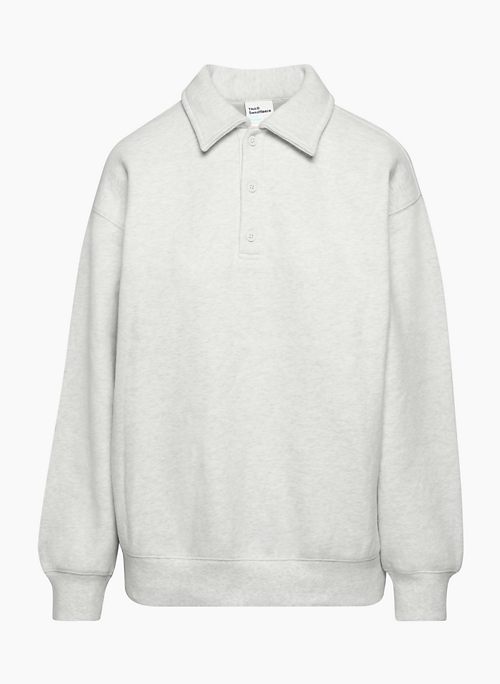 COZY FLEECE BOYFRIEND POLO SWEATSHIRT - Relaxed fleece polo sweater