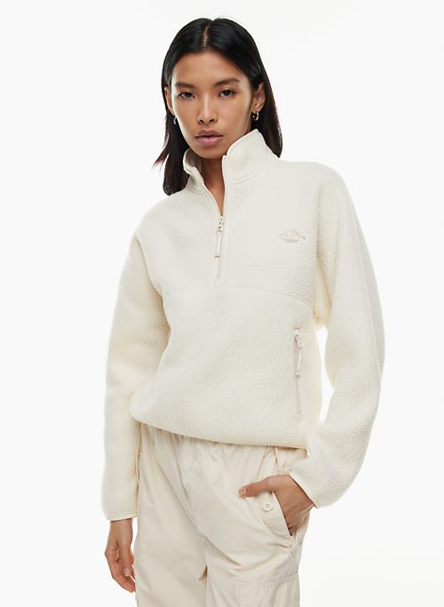 Mock-Neck Quarter-Zip Fleece Sweatshirt for Women