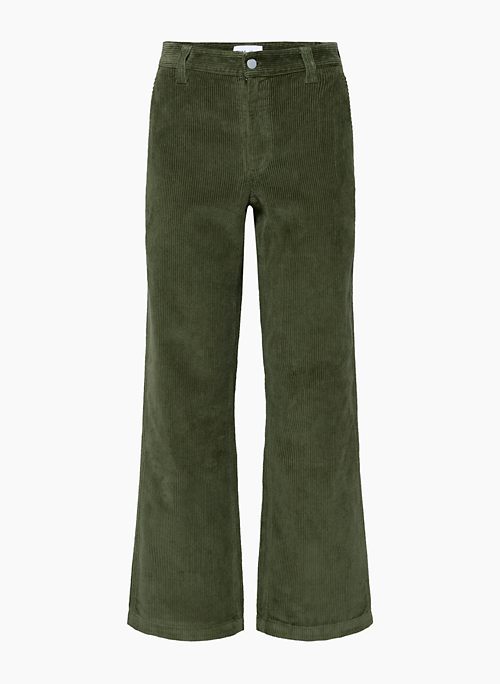 Green Chia Wide Leg Long Casual Pants, Green