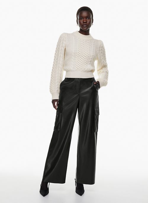 Two-Tone Leather High-Waisted Pants – Pearl And Rubies