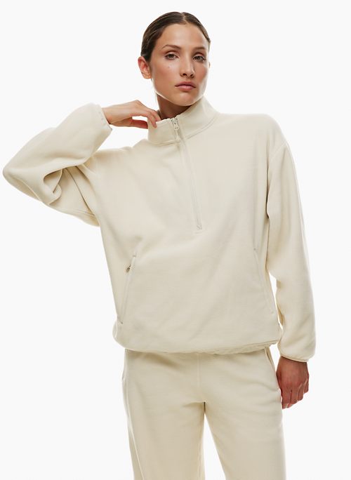 Women Plush Sweater Half Zip Loose Polar Fleece Sweaters Pullover Beige S :  : Clothing, Shoes & Accessories