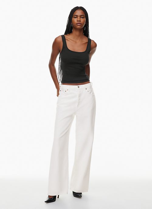 Super High Waisted White 90s Wide Leg Jeans