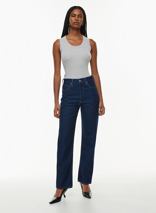 Criss Cross Waist Mom-Fit Jeans  premium womens basic clothing