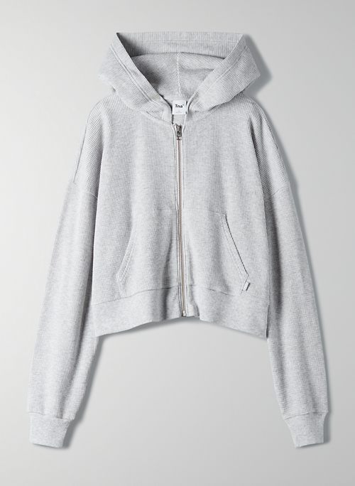 cropped zip up hoodie white